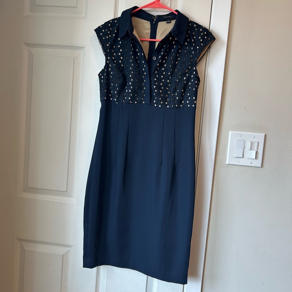 Ann Taylor Navy Blue Sleeveless Dress